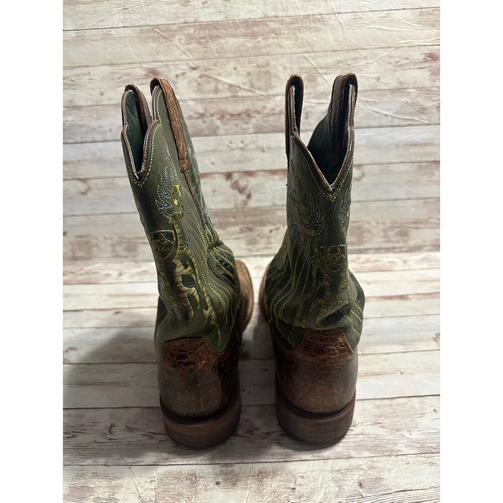 Ariat Mesteno Western Boot Men's Size 8D Adobe Clay Neon Lime Square Toe Cowboy - Picture 5 of 10